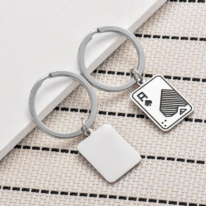 Creative Poker Stainless Steel Keychain Cool Stylish Design Fashion Bag Pendant Practical Personality Gift