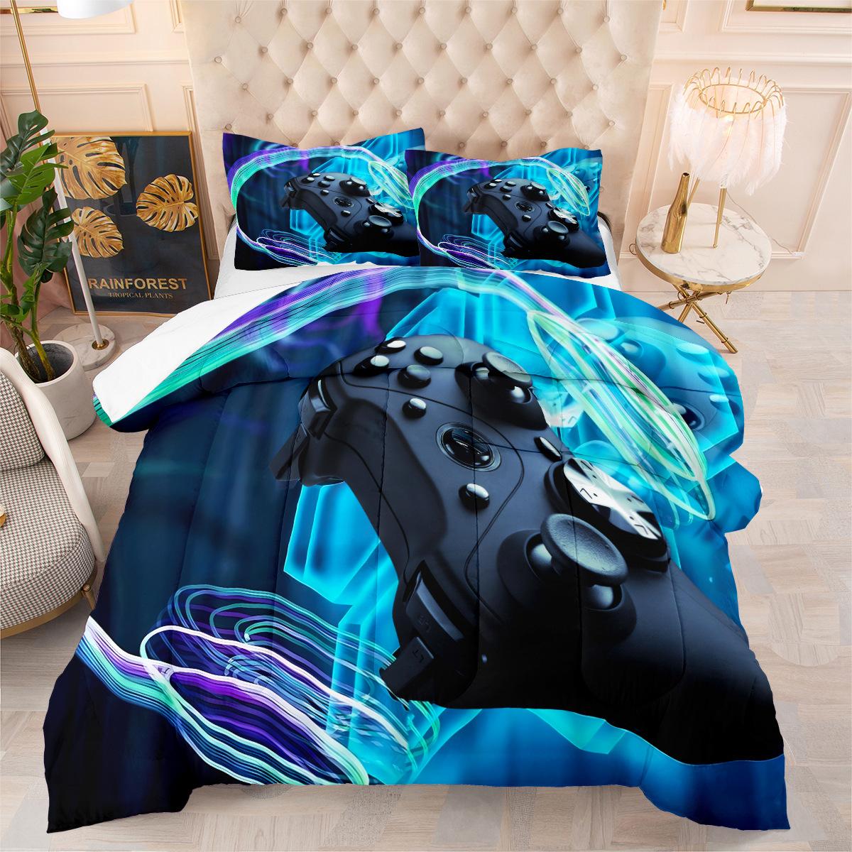 

Gaming Controller Plush Bedding Set - 3-piece Microfiber Cotton Comforter Cover Set 172*218cm