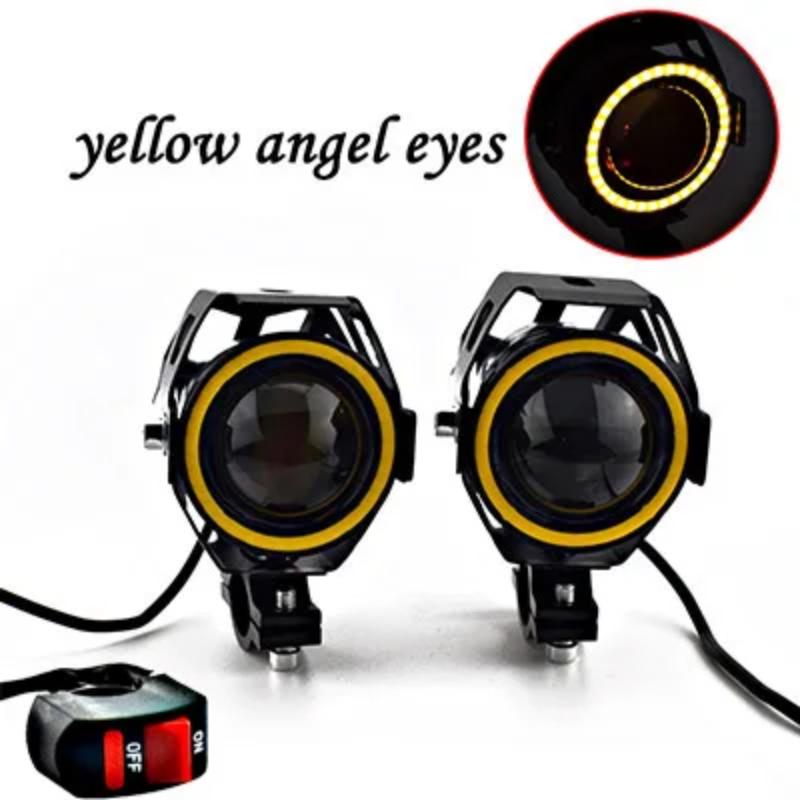 Motorcycle LED 12v 125w Headlights Car Spotlights 6000k Motorbike Work Head Lamp LED Angel Eye Lights Fog Lamp