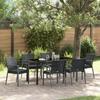 VidaXL 7-piece Garden Dining Set with Cushions In Black Polyrattan 3379069