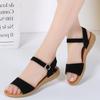 Women's Korean Style Wedge Sandals - Genuine Leather, Non-slip, Suede High Heel Platform, Fashionable Summer Footwear
