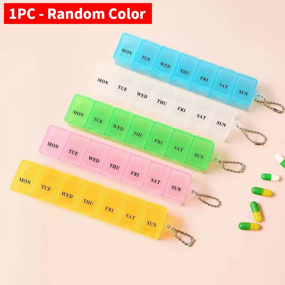 

3 штуки, 1 штука - Мини прямоугольная таблетница - Удобная прозрачная 7-секционная влагозащищенная коробка для хранения лекарств Small