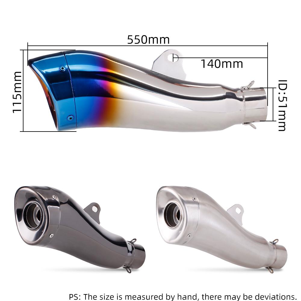 51mm Modified Motorcycle Exhaust Muffler For MT07 S1000RR Z650 R1 R3 R6 CBR300 R7 Z400 CBR650