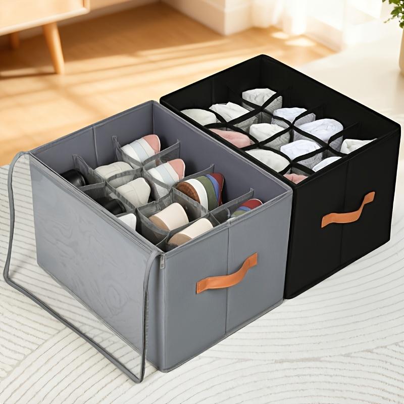 Foldable Under Bed Shoe Storage Organizer Box Heavy Duty Washable Oxford Fabric Dustproof Container with Clear Window Sturdy Handles Zippers