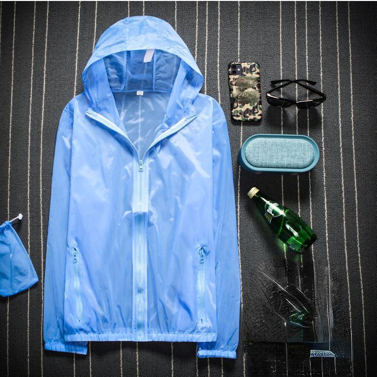 Abbigliamento estivo con protezione solare da uomo, tinta unita, ultrasottile, traspirante, ad asciugatura rapida, impermeabile, con cappuccio, da uomo
