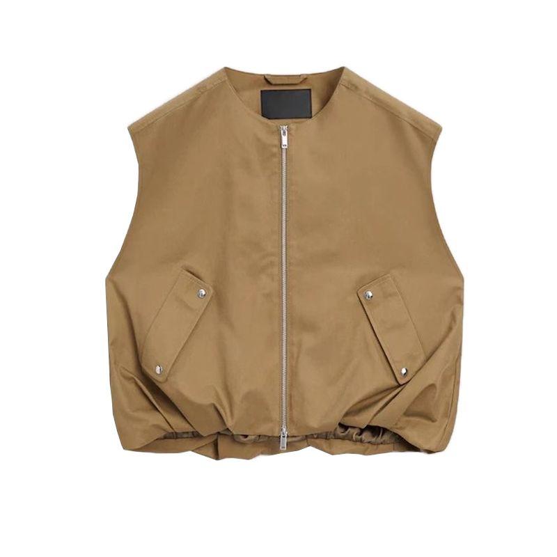 Spring New Women's Clothing Versatile round Neck Snap Button Design Loose Suit Vest 6745807 6737821