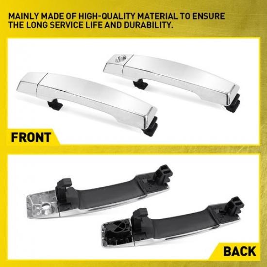 2X Car Exterior Door Handle Front Left&Right Chrome for 2011-2015 Nissan Titan C