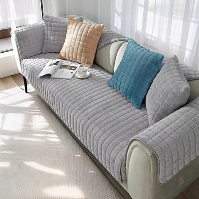Flanell Sofabezug Winter Verdickung Warm Weicher Plüsch Sofakissen Rutschfest Wohnzimmer Ledersofa Schutzpolster Sitzkissen
