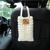 New Car Tissue Box Temperament Puff Grid Car Seat Hanging Paper Drawer Cartoon Bear Car Tissue Drawer