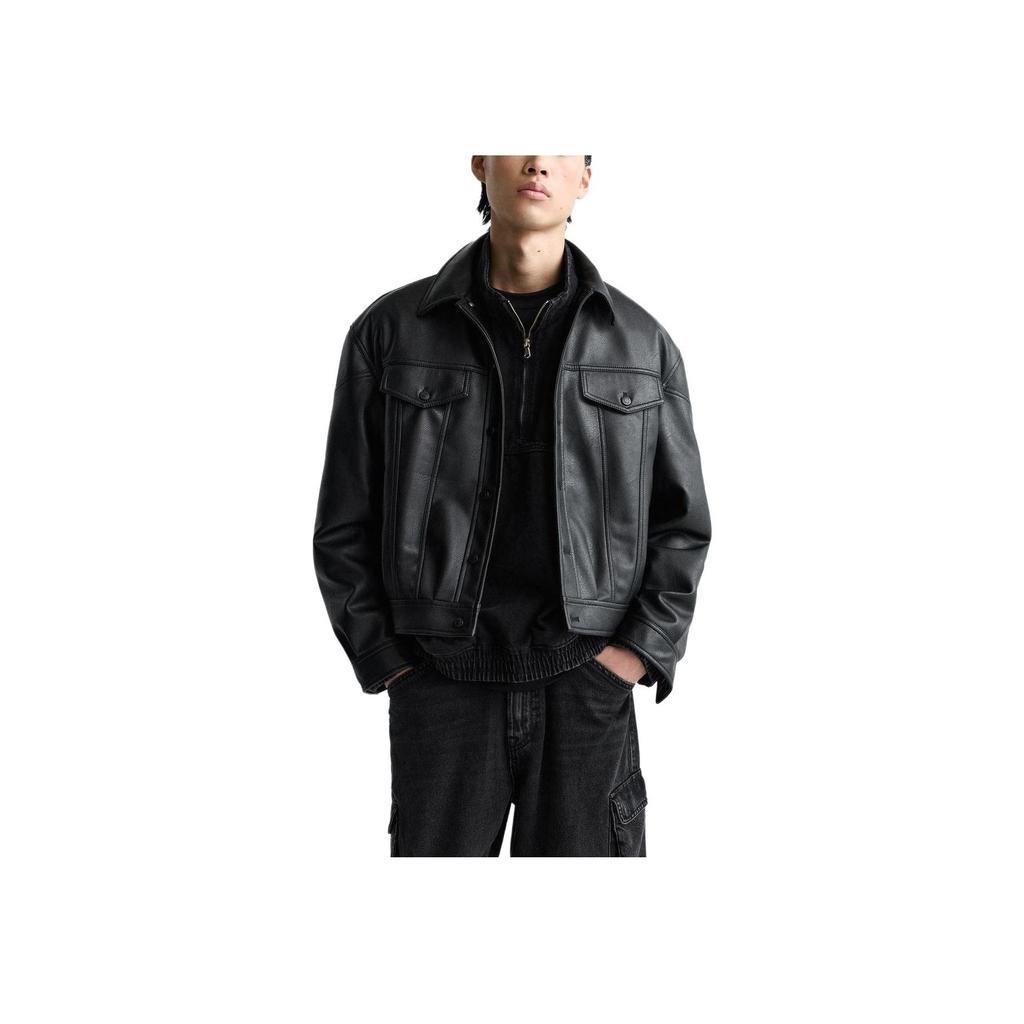 Zara SS24 Year Of The Dragon Limited Edition Lapel Printed Faux Leather Jacket Men Jacket Black 5320552-800
