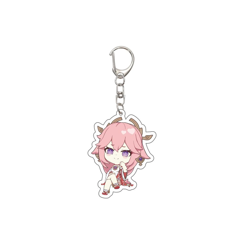 55MM Anime Genshin Impact Keychain Yae Miko Key Chain Acrylic Model Plate Christmas Gifts