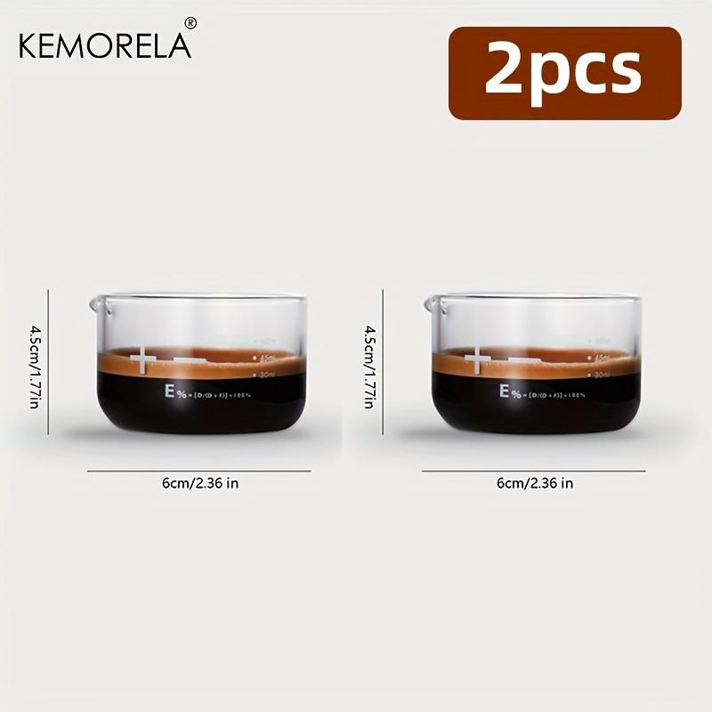 KEMORELA 1/2 STÜCK Espresso Shot Gläser 60ml Klare Skala Messbecher Flüssigkeit Schweres Glas Kaffeetassen Heim Barista Zubehör