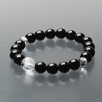 Buddhist Altar Shop Takita Shoten Specially Selected Bracelet Prayer Beads Natural Stone Bracelet Black Onyx Dragon Carved Crystal 10mm Ball Inner