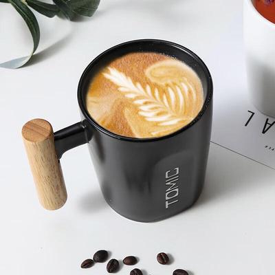 TOMIC Creative Wooden Handle Ceramic Mug