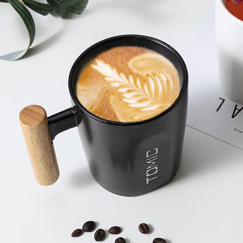 TOMIC Creative Wooden Handle Ceramic Mug