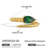 Uworld Water Drop Zircon Snake Shape Open Rings For Women Minimalist 18K Gold Plated Stainless Steel Rings Fashion Jewelry Gift