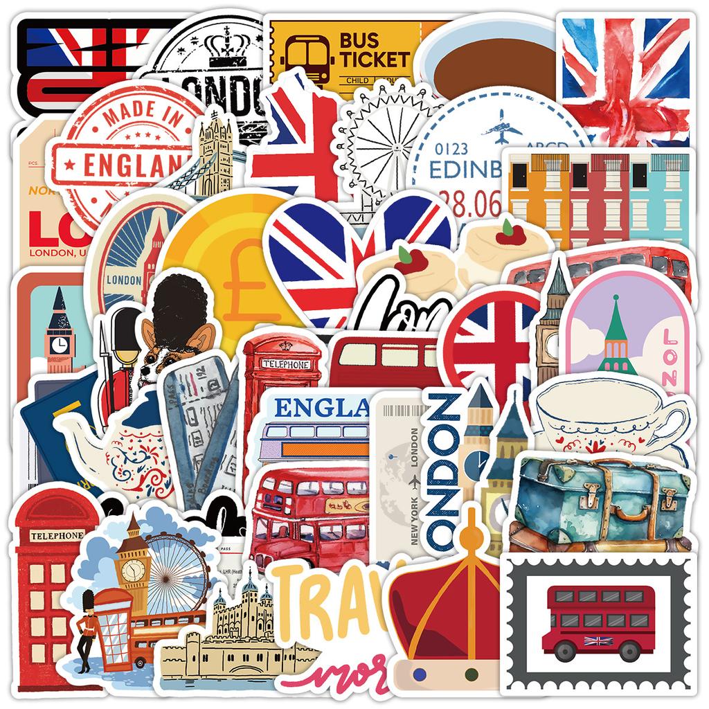 50 London Series Graffiti Stickers Creative Stationery Stickers Water Cup Suitcase Waterproof Decorative Stickers