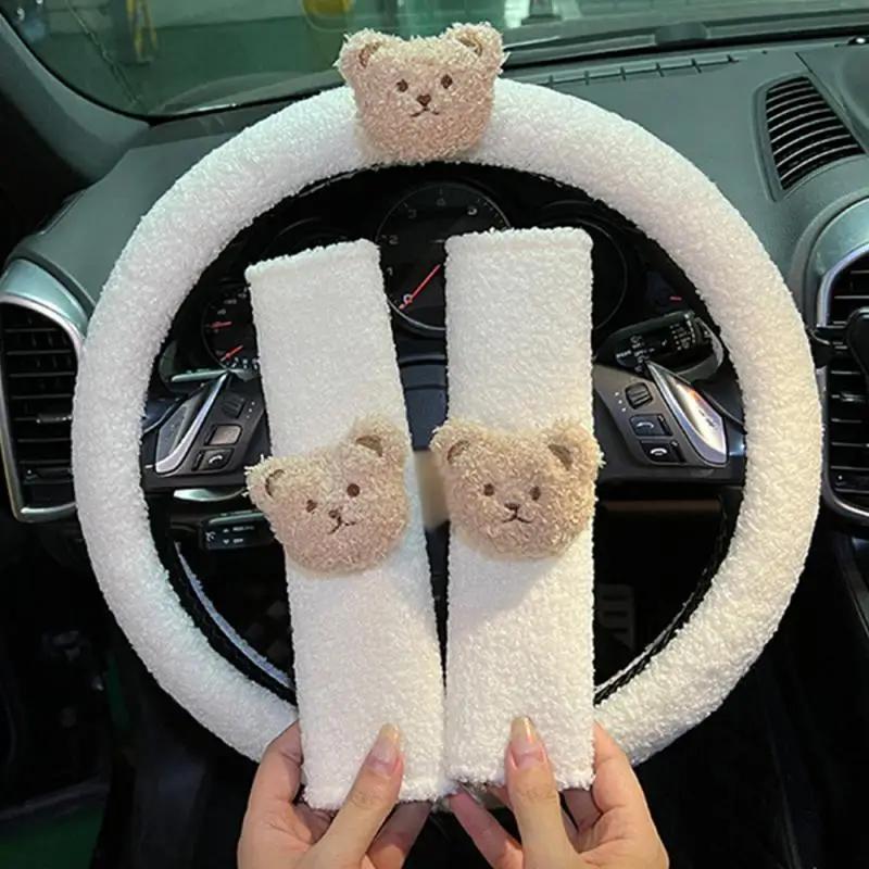 Cute Cartoon Plush Seatbelt Cover Seat Belt Harness Cushion Auto Shoulder Strap Protector Pad For Children/ Kids