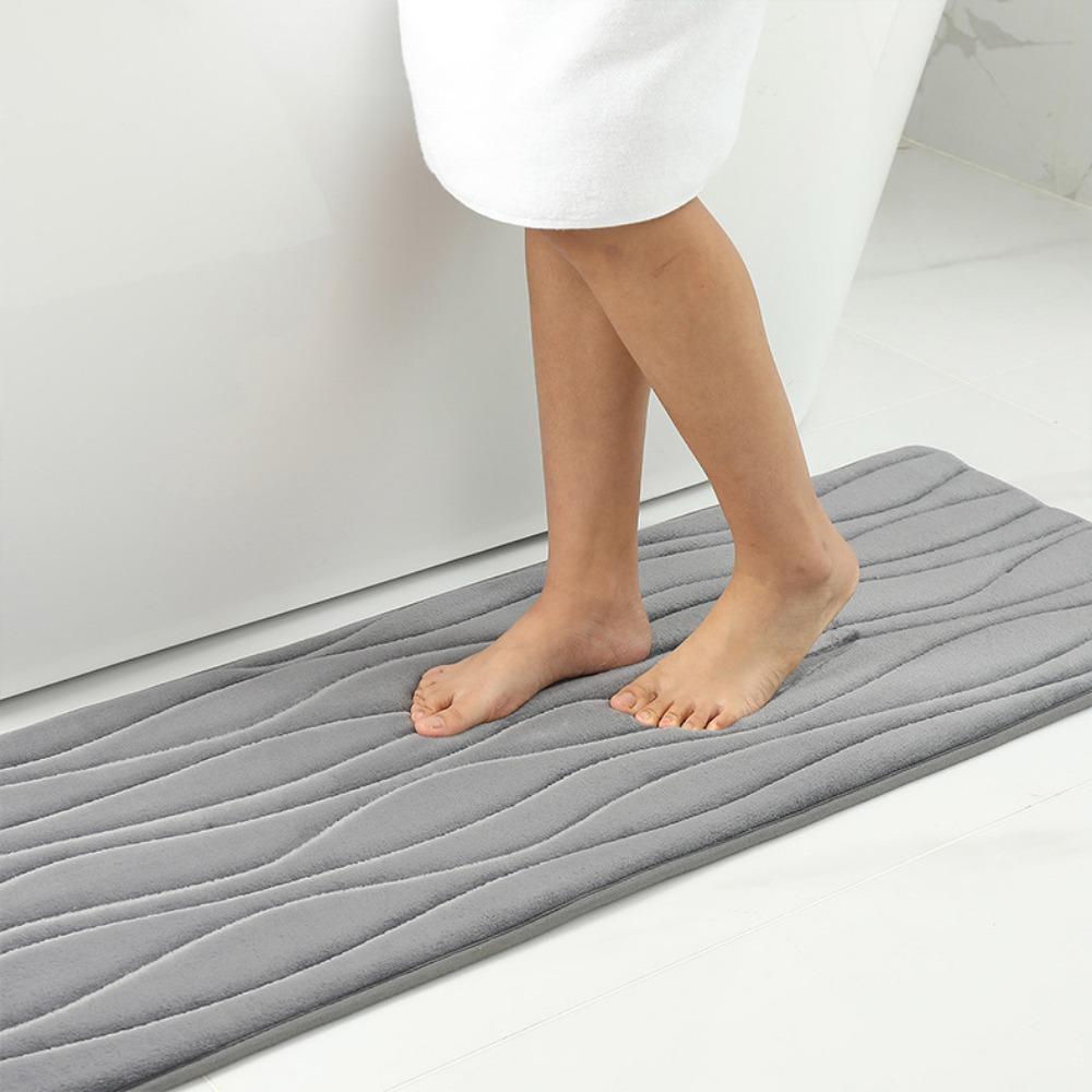 Wave Stripe Sponge Bathroom Cashmere Thickening Mat Bath Non-slip Carpets In Wash Basin Bathtub  Floor Rug Shower Room Doormat Memory Foam 3D Pad