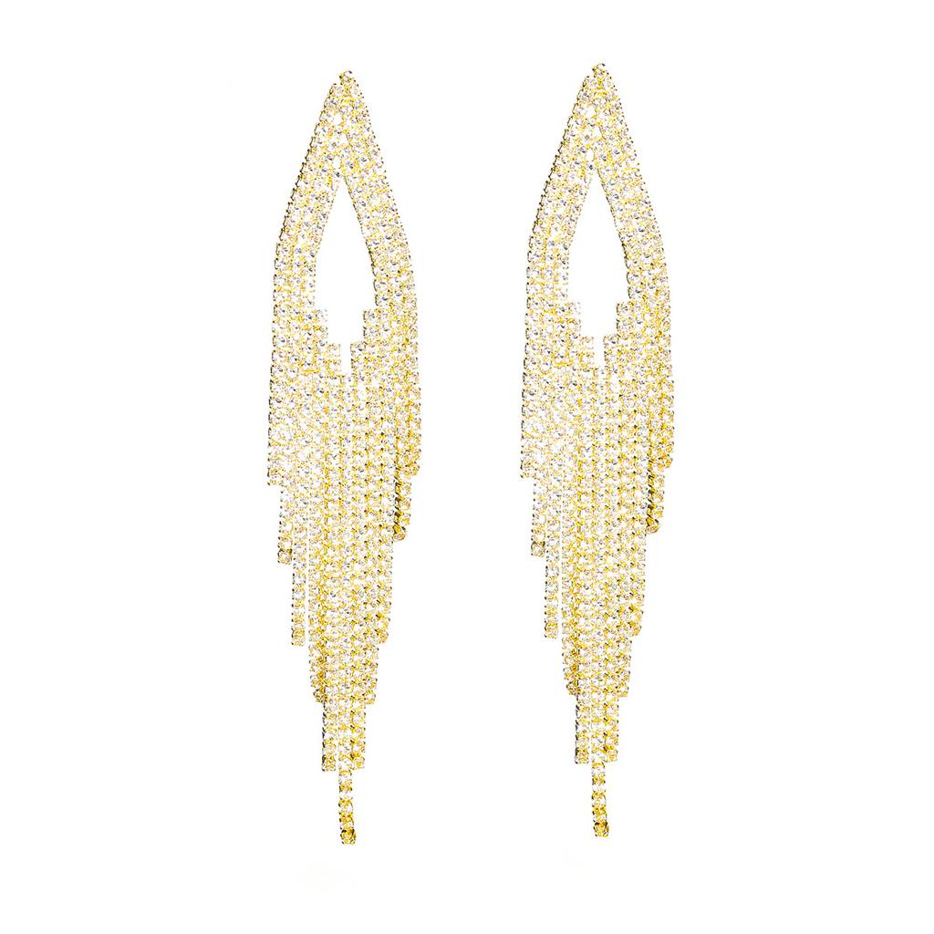 Geometric hollow long fringed earrings