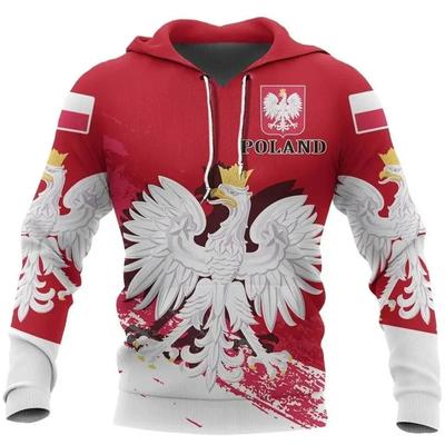 Sudadera con capucha con la insignia de la bandera polaca para hombre, estampado gráfico en 3D, patrón de tótem del espíritu polaco, novedad en sudaderas y sudaderas, tops estilo hip hop