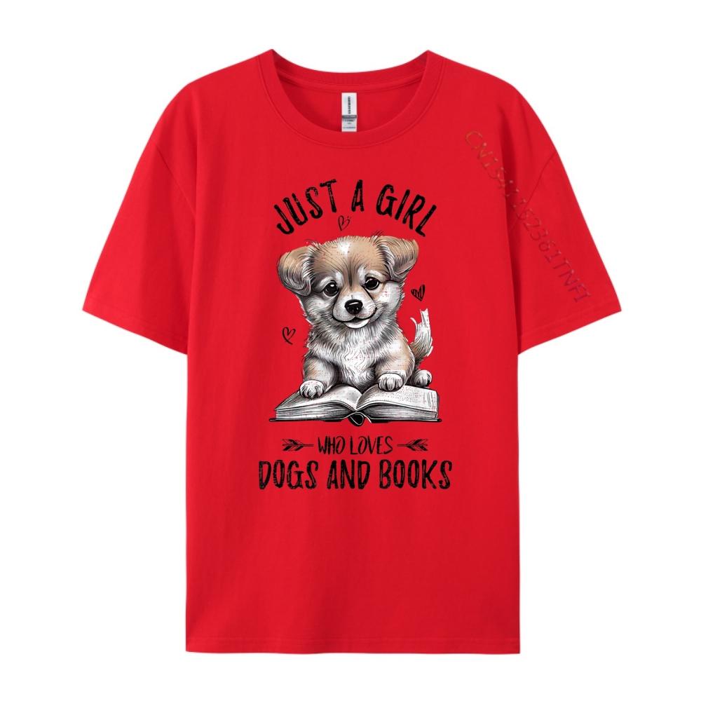 

Just A Girl Who Loves Dogs And Books Puppy Pet Art Lover XS Graphic T Shirts Unisex s T-Shirts Thanksgiving S