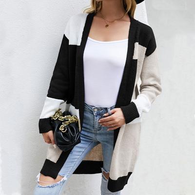 Cardigan tricoté ample de grande taille, couleur assortie, manteau pull à la mode pour femmes