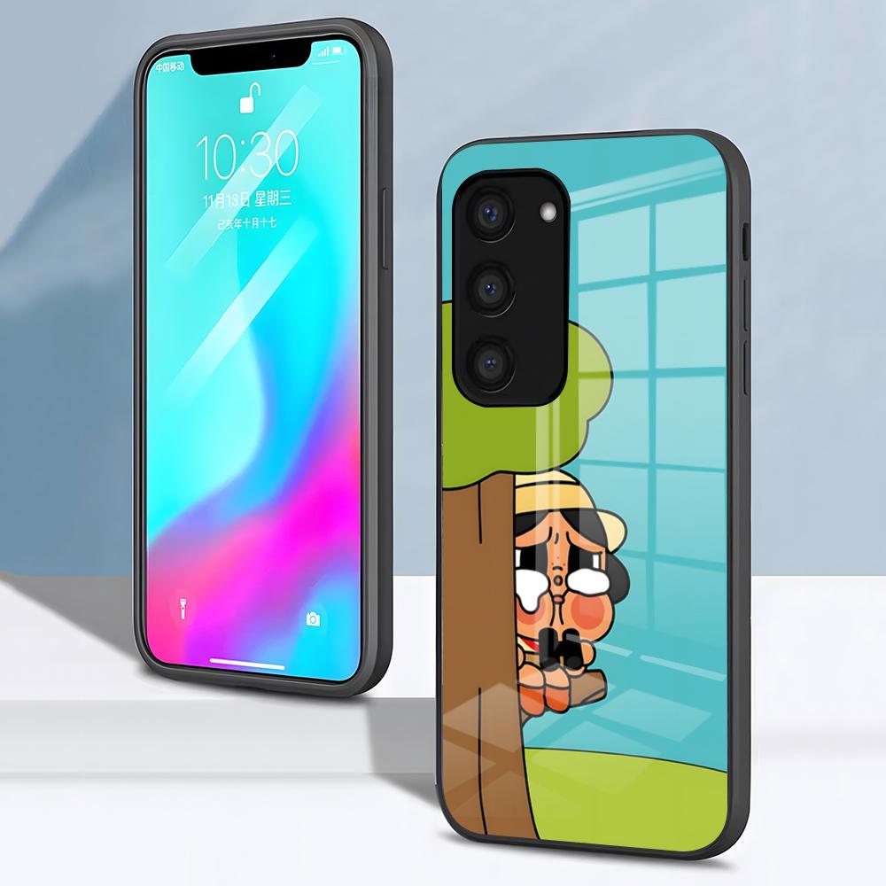 Cute C-Crybaby Doll Phone Case For Samsung S26 S25 S24 FE S23 S22 S21 Plus S20 Ultra Note20Ultra Black Glass Cover