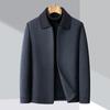 Brand Men's Woolen Baseball Collar Lapel Jacket for Middle-Aged and Elderly - Autumn/Winter Business Lambswool Overcoat