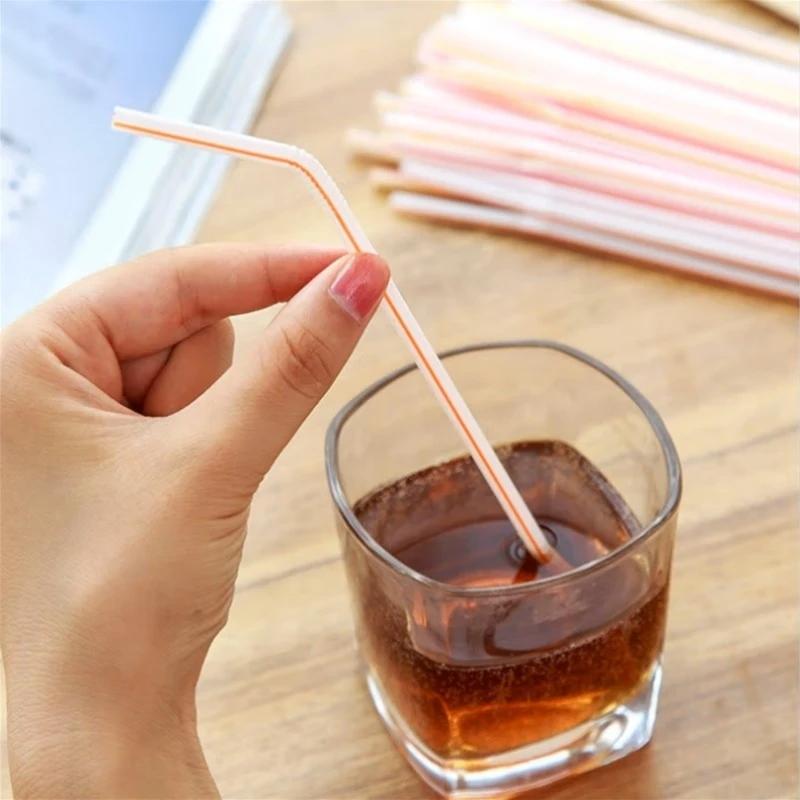100Pcs Colorful Bendable Straw Drinking Kunststof Straw for Milk Tea Bar Party Rietjes Drinking Wedding Kitchen Beverage Straws