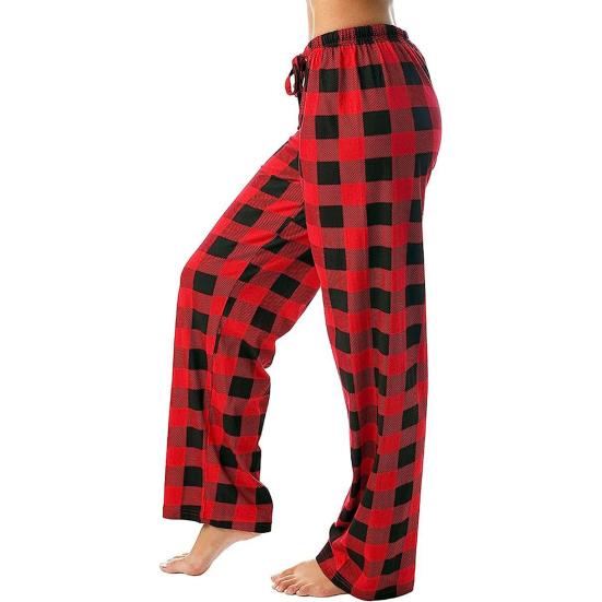 Women Pajama Pants Elastic Drawstring Waist Straight Wide Leg Casual Comfy Stretchy Sleep Bottoms Daily Wear