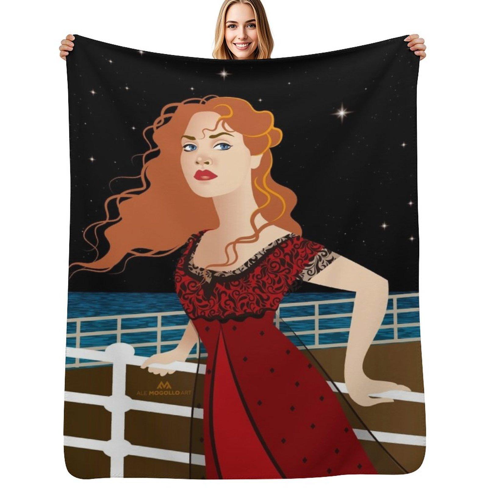 The night Rose met Jack Throw Blanket Anti Shedding Soft Fuzzy Blanket for Home 102x76cm(40x30in)
