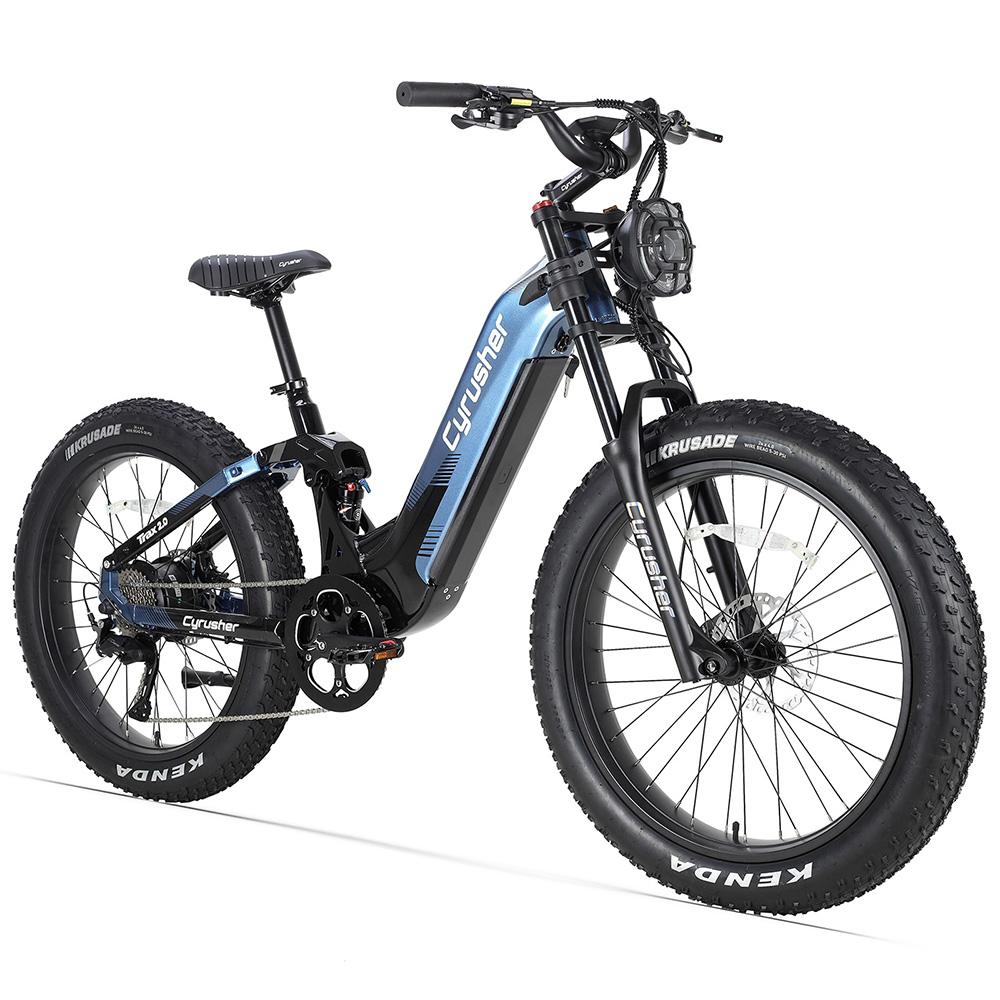 Cyrusher Trax Elektrofahrrad 750W Motor Fully Suspended E-Bike 52V 20AH 26" Fat Tire E-Bike für Erwachsene Hydraulische Scheibenbremse Max. Belastung 150 kg