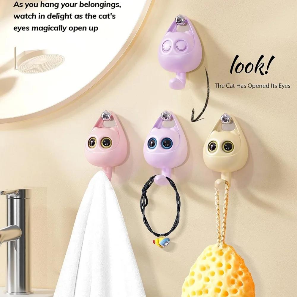 Wall Mounted Practical Cat Hooks Fashion Wall Hooks Adhesive Cat Key Holder Home Storage Utility Wall Home Decorations