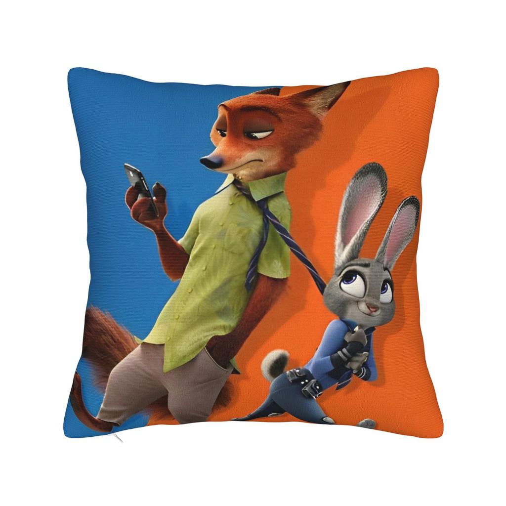 Gary Judy Nick Quadratische Kissenbezüge Zootopia Film Kissenbezüge Modischer Dekorativer Kissenbezug mit Reißverschluss für das Bett 18"