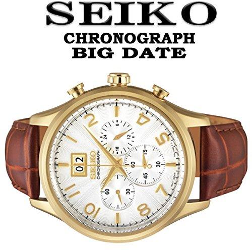 Seiko Classic 100m Water-Resistant Big Date Chronograph SPC088P1 Men's Wristwatch