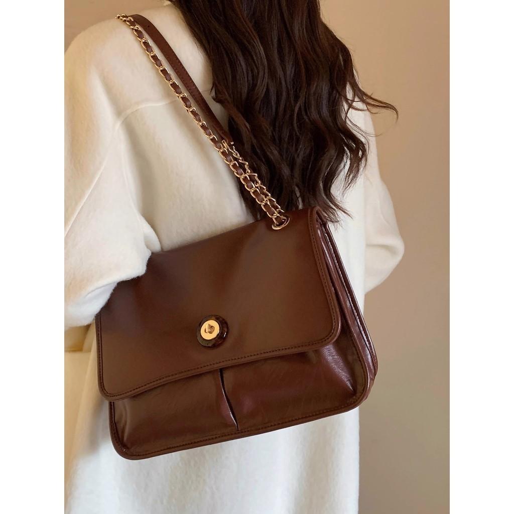 IELGY Brown Messenger Bag, Commuter Soft Leather Large Capacity Shoulder Bag