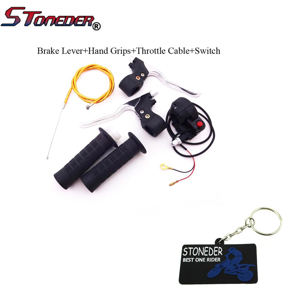 STONEDER Handle Grips Kill Stop Switch Throttle Cable Brake Levers For