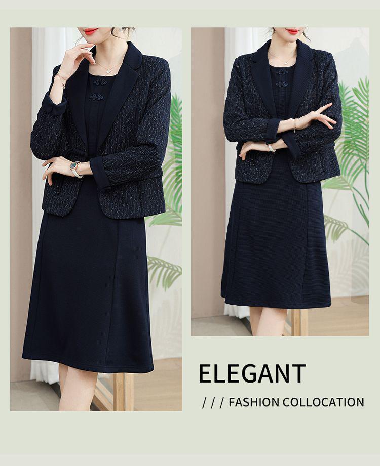 Elegant Women's Two-Piece Suit: Stylish Blazer & Dress Set for Spring & Autumn Wedding or Formal Events