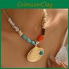 Shell Pendant Necklace With Colorful Stones For Women And Men