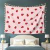 Cute Ladybug Pattern On Pink Background Tapestry Wall Hanging Aesthetic Home Decor Tapestries for Living Room Bedroom