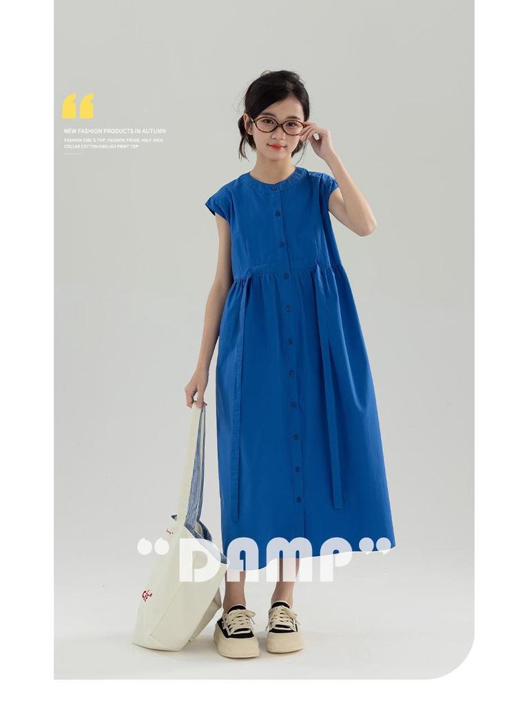Girls' Stylish Summer Long Dress: Single-Breasted, Parent-Child Matching
