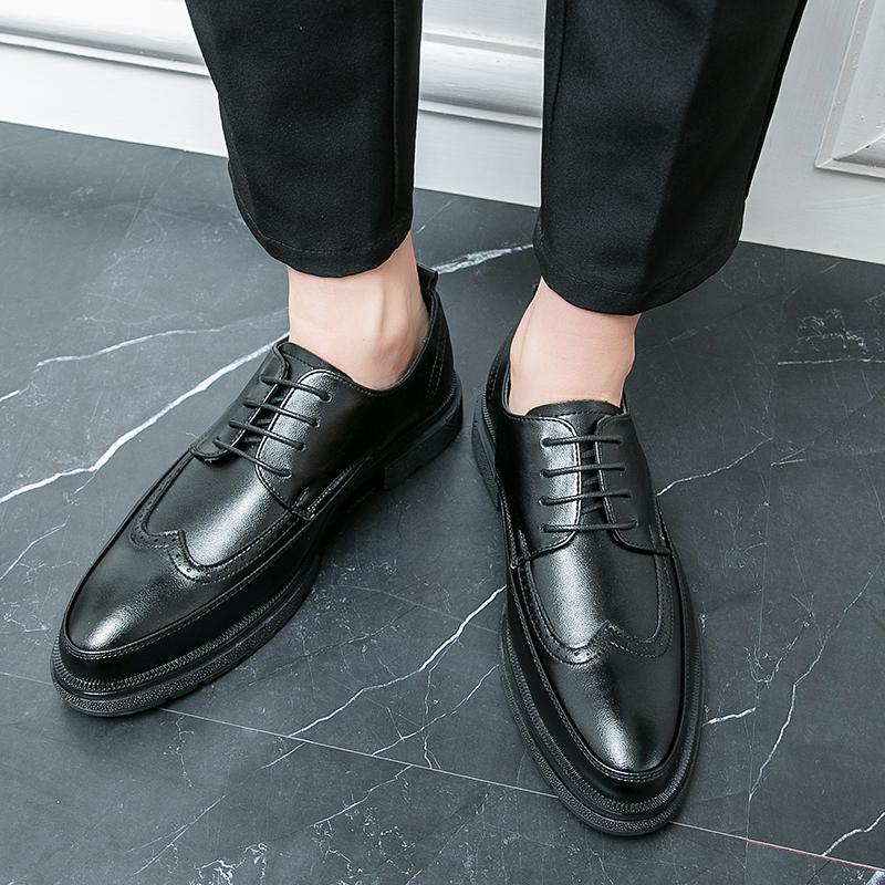 Brogue Men's leather shoes Minimalist and fashionable British style Outdoor leisure business party Men's formal wedding shoes
