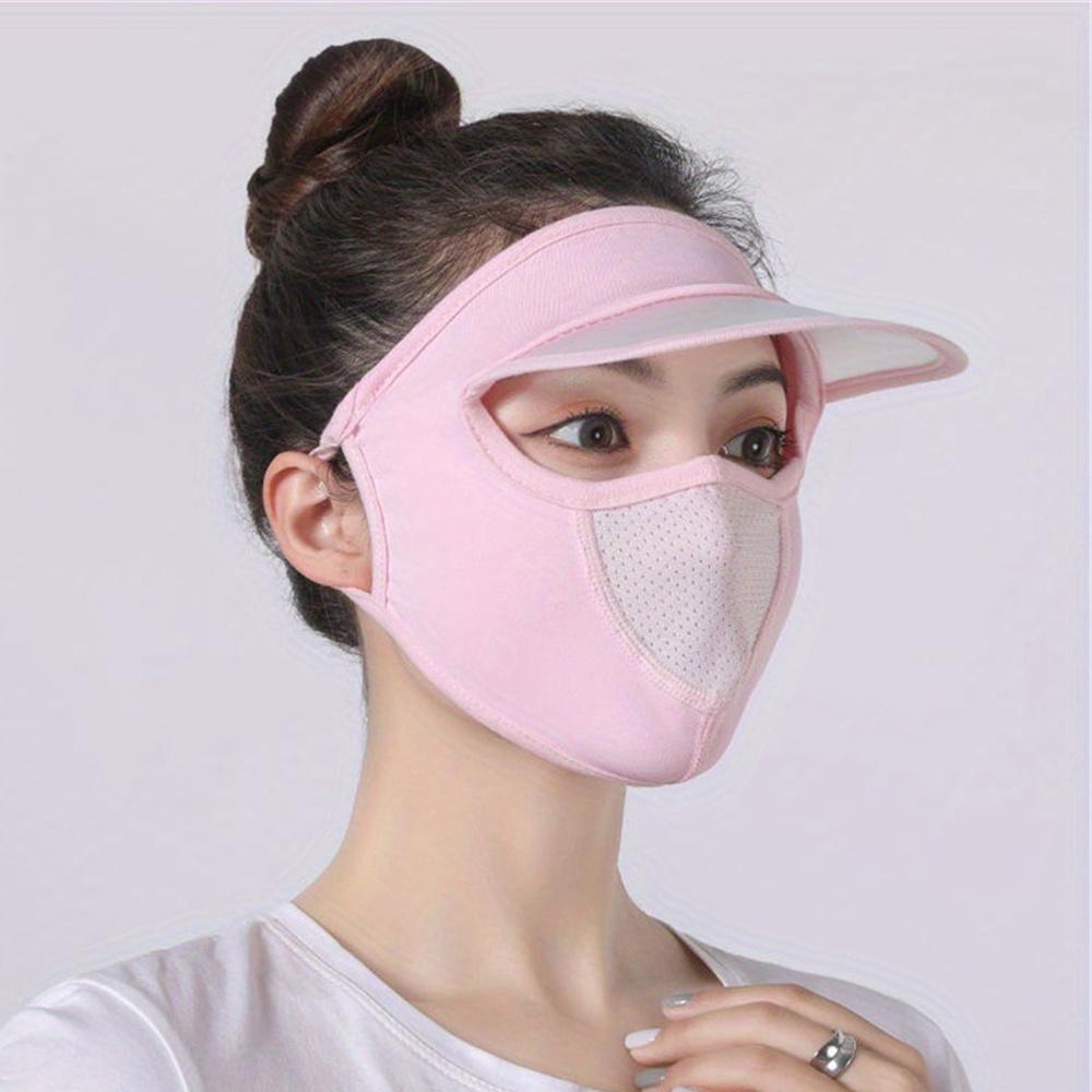 Ice Silk Full Face Mask,Sun Hats for Women UV Protection Thin,Sun Shade Hats for Women Ponytail Summer Cycling Outdoor