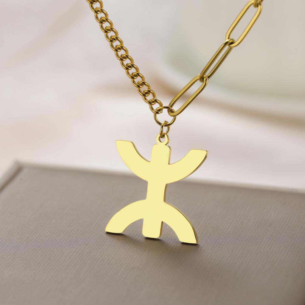 LIKGREAT Afrika Amazigh Buchstabe Halskette Für Frauen Yaz Berber Symbol Kabylischer Stil Ethnisch Berber Schmuck Spirituelles Geschenk
