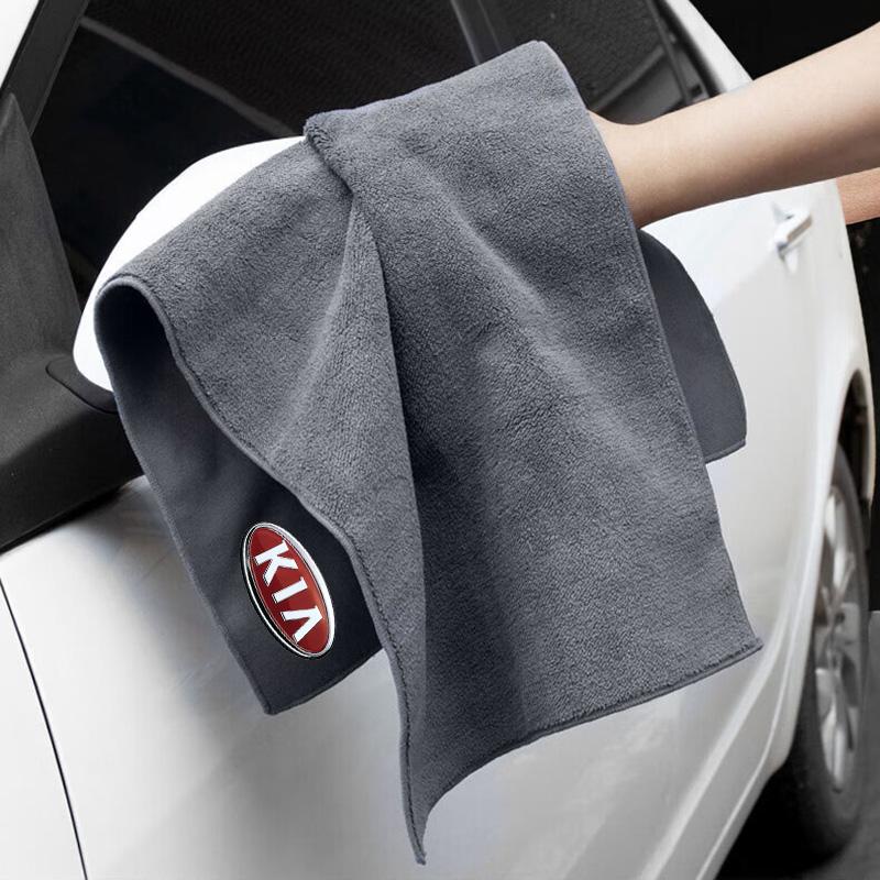 1pcs 2025 Fashion New Car Wash Towel Microfiber Cleaning Rag Cloth Car Goods For KIA Cerato Sportage R K2 K3 K5 Sorento Sportage R Rio Soul