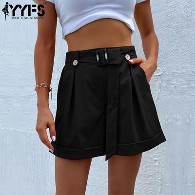 Pantaloncini sportivi a vita alta con stampa tinta unita casual alla moda da donna