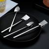 Spade-shaped Stainless Steel Teaspoon Dessert Long Spoon 18cm DD-11695