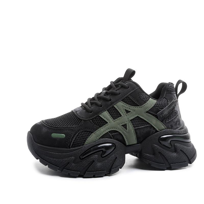 Star with the Same 2025 Spring Small Women's Single Shoes Mesh Breathable Sports Casual Shoes Platform Retro Dad Shoes
