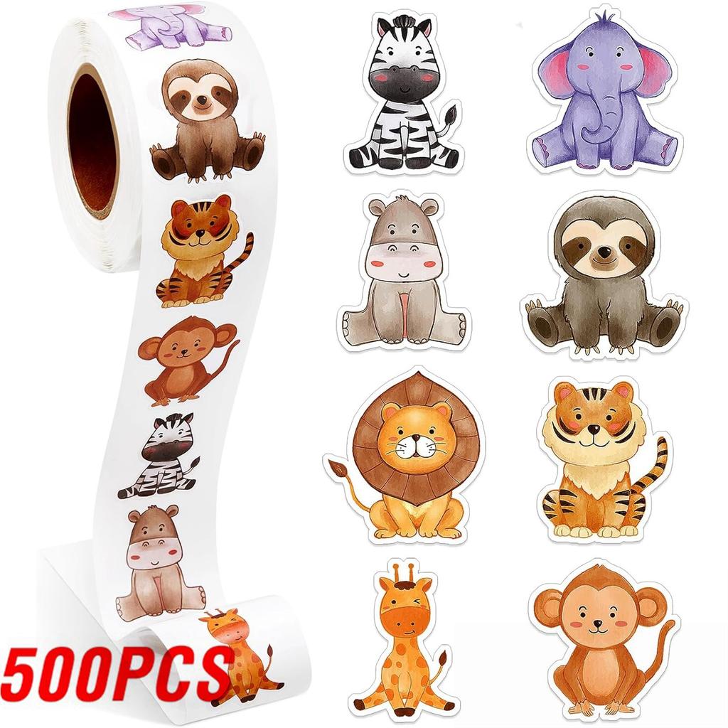 100-500pcs Animals Cartoon Reward Label Sealing Thank You Sticker Stationery DIY Decoration Scrapbooking School Supplies
